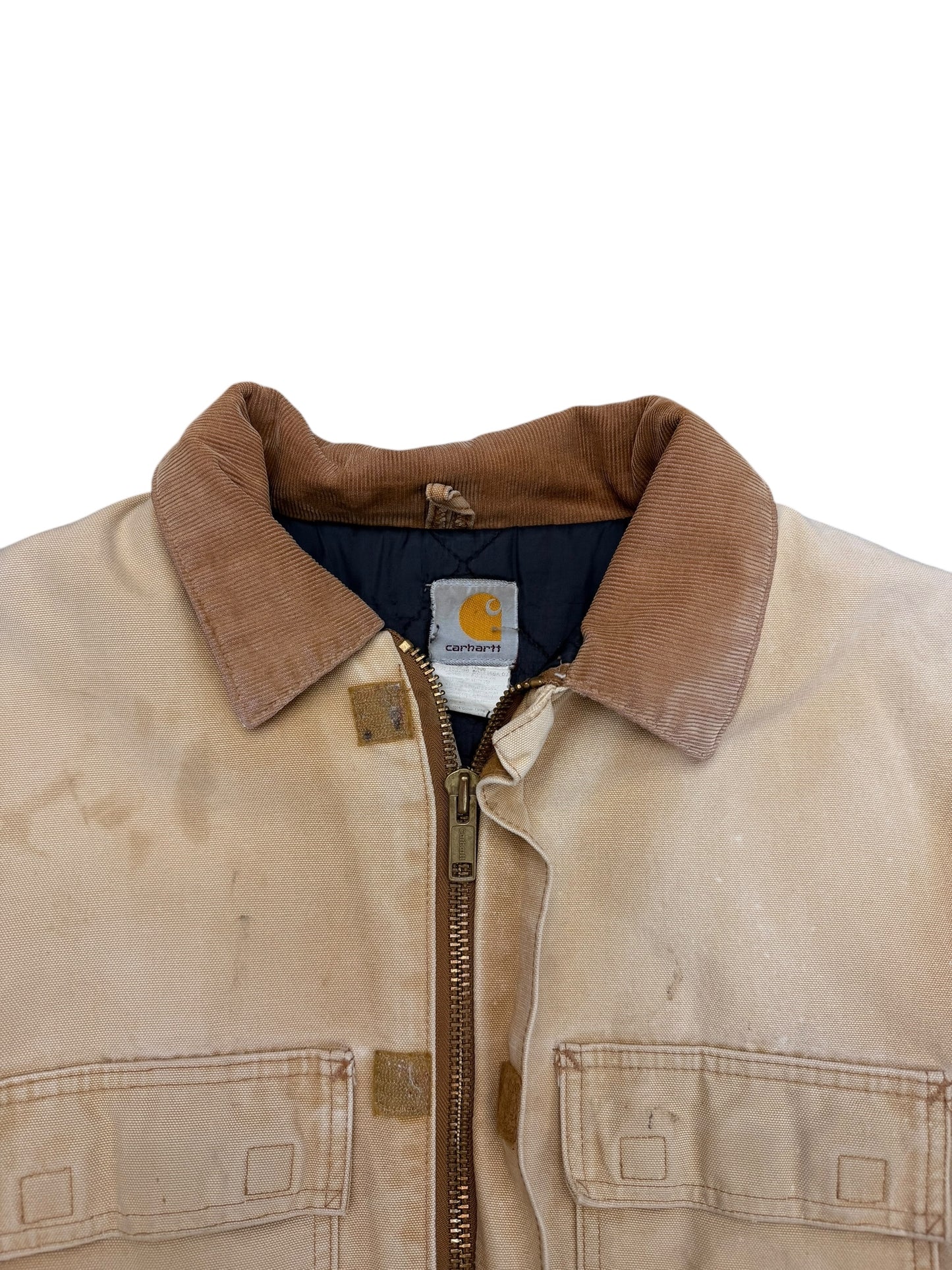 Carhartt Distressed Khaki Double Pocket Detroit Style Canvas Jacket Size XL