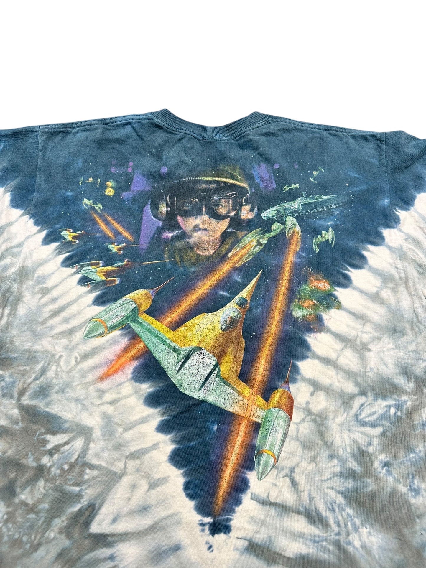 Vintage 90s Star Wars Phantom Menace Liquid Blue AOP Tee Size L