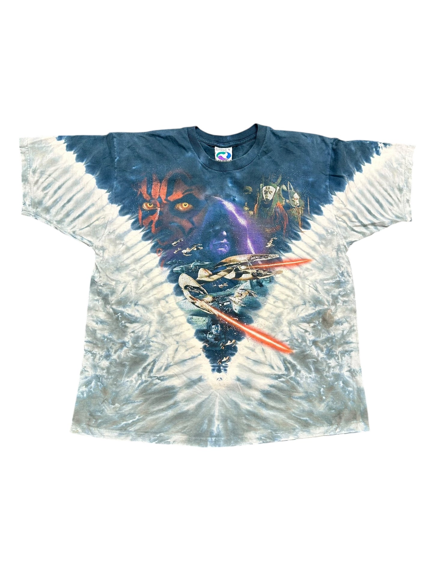 Vintage 90s Star Wars Phantom Menace Liquid Blue AOP Tee Size L