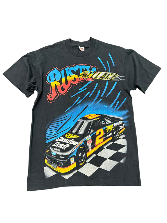 Vintage Rusty Wallace Kickin Asphalt Nascar Multi Color Tee Size Large