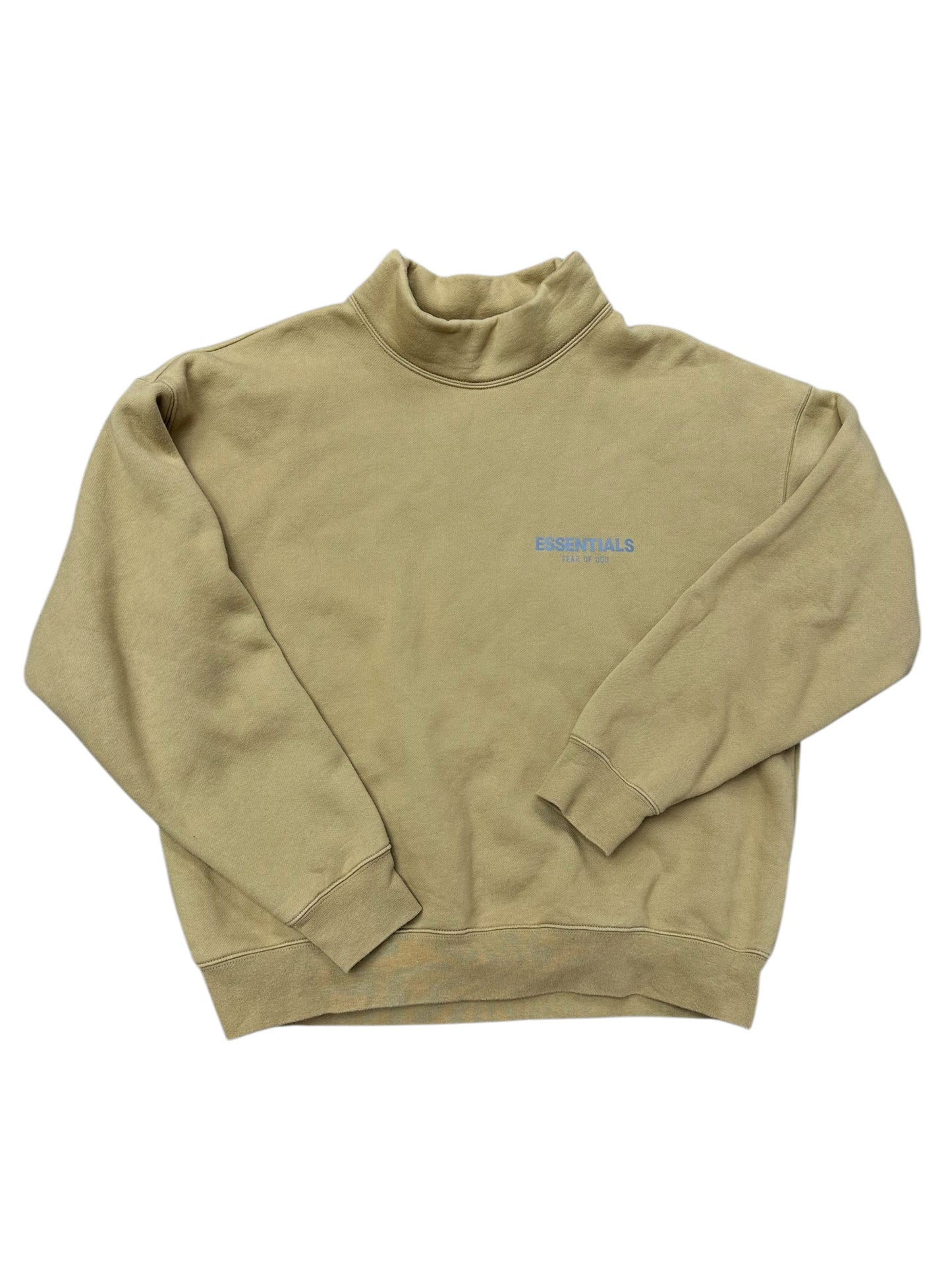 Essentials Khaki Mock Neck Pullover Size M