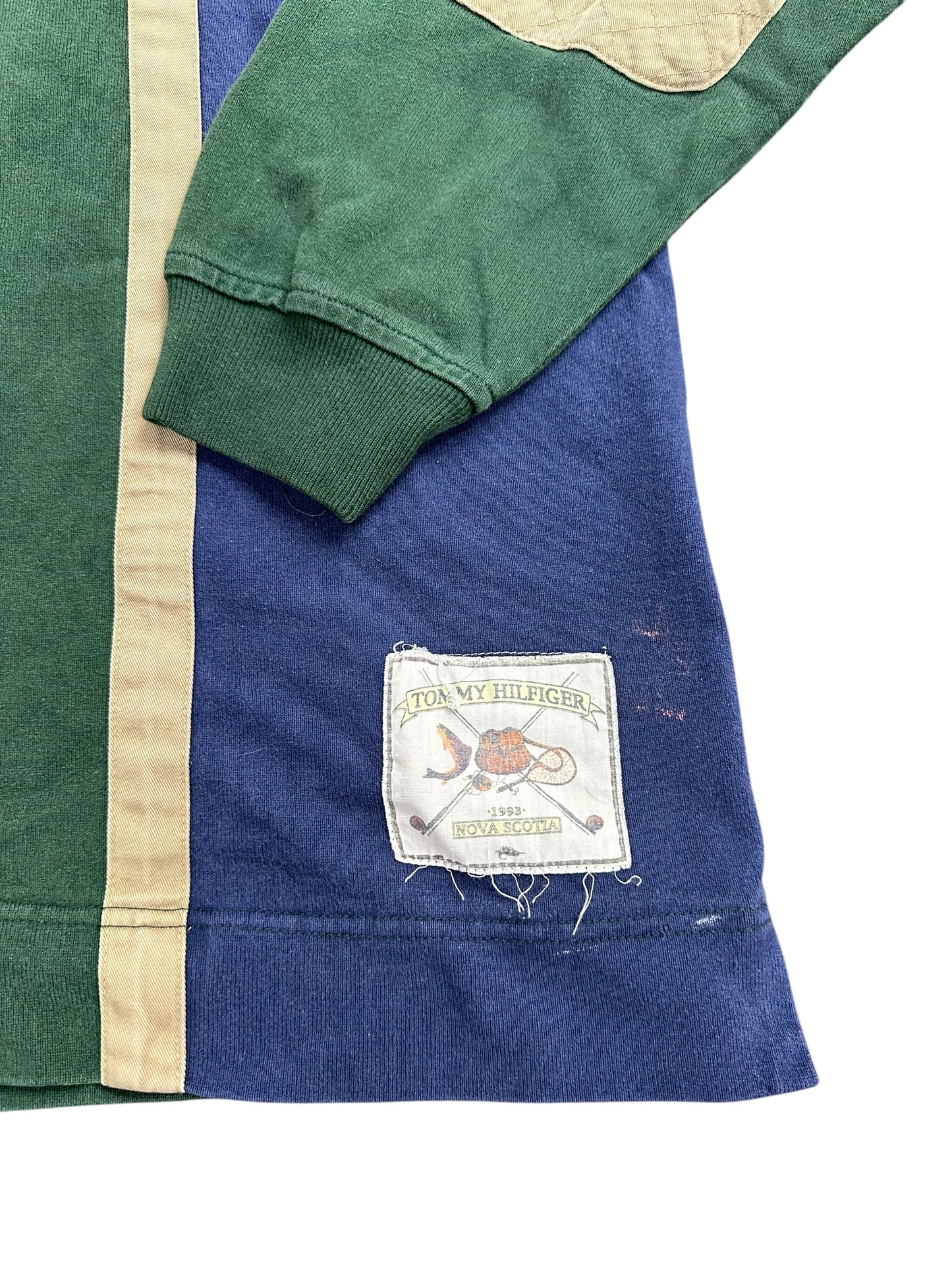 Vintage Tommy Hilfiger Thrashed 90s Patch Rugby Style Size M