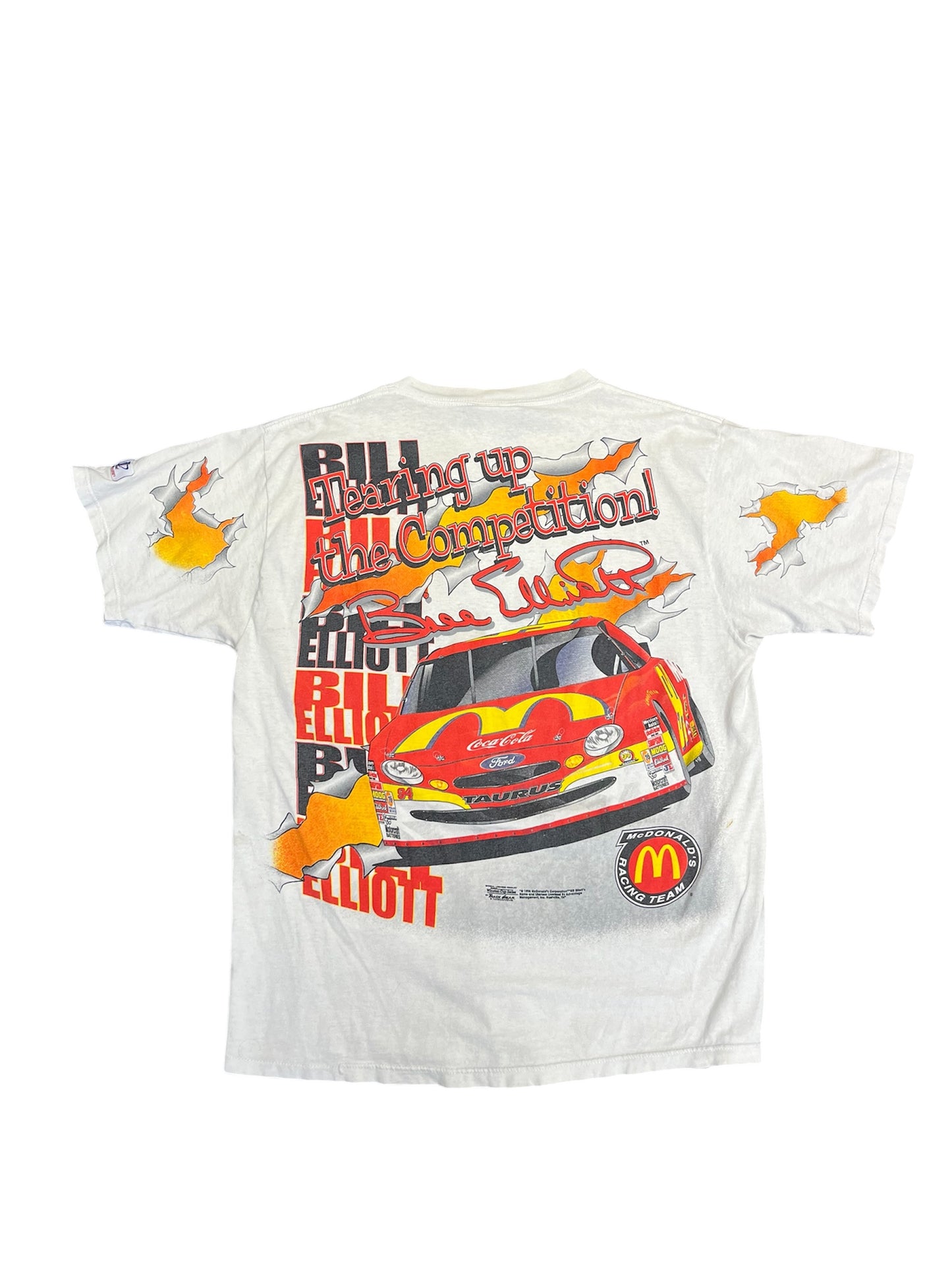 Vintage 1998 Nascar Logo Athletic Bill Elliott McDonalds Car Tear Through Size L