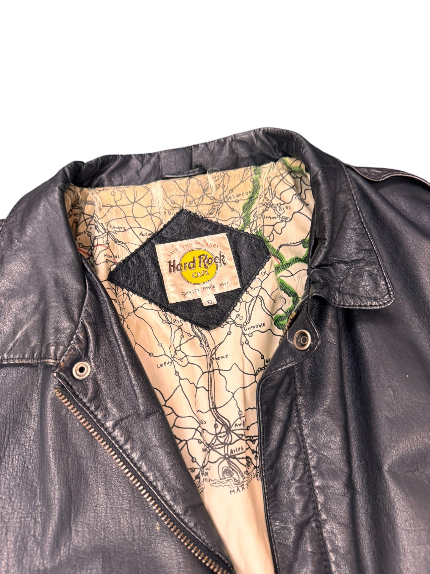 Vintage Hardrock Cafe Leather Jacket Sz XL