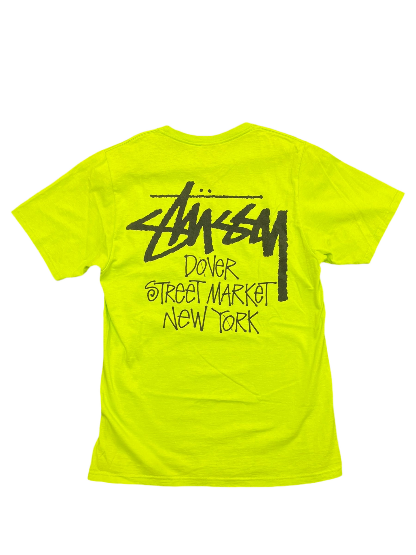 Stussy Dover Street Market New York Graphic Print Neon Green Tee Size S