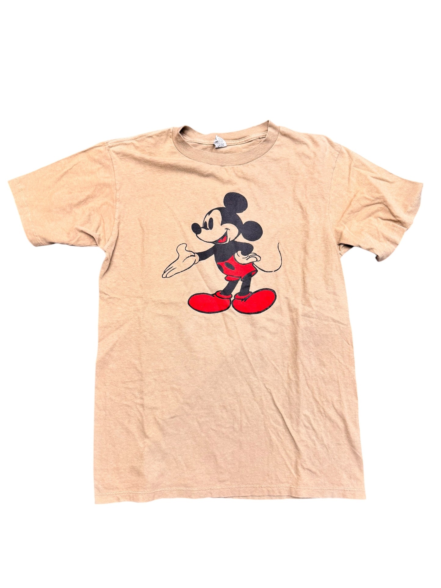 Vintage 90s Disney Mickie Mouse Brown Single Stitch Graphic Print Tee Size M