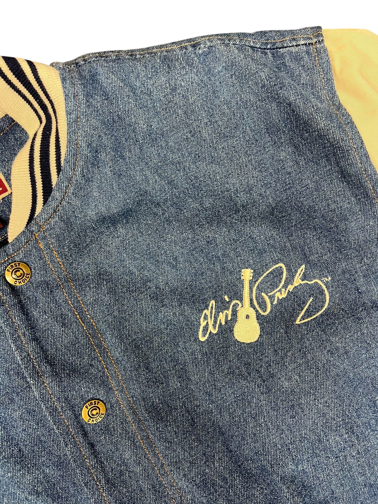 Vintage Elvis Presley Denim Letterman Jacket Size XL