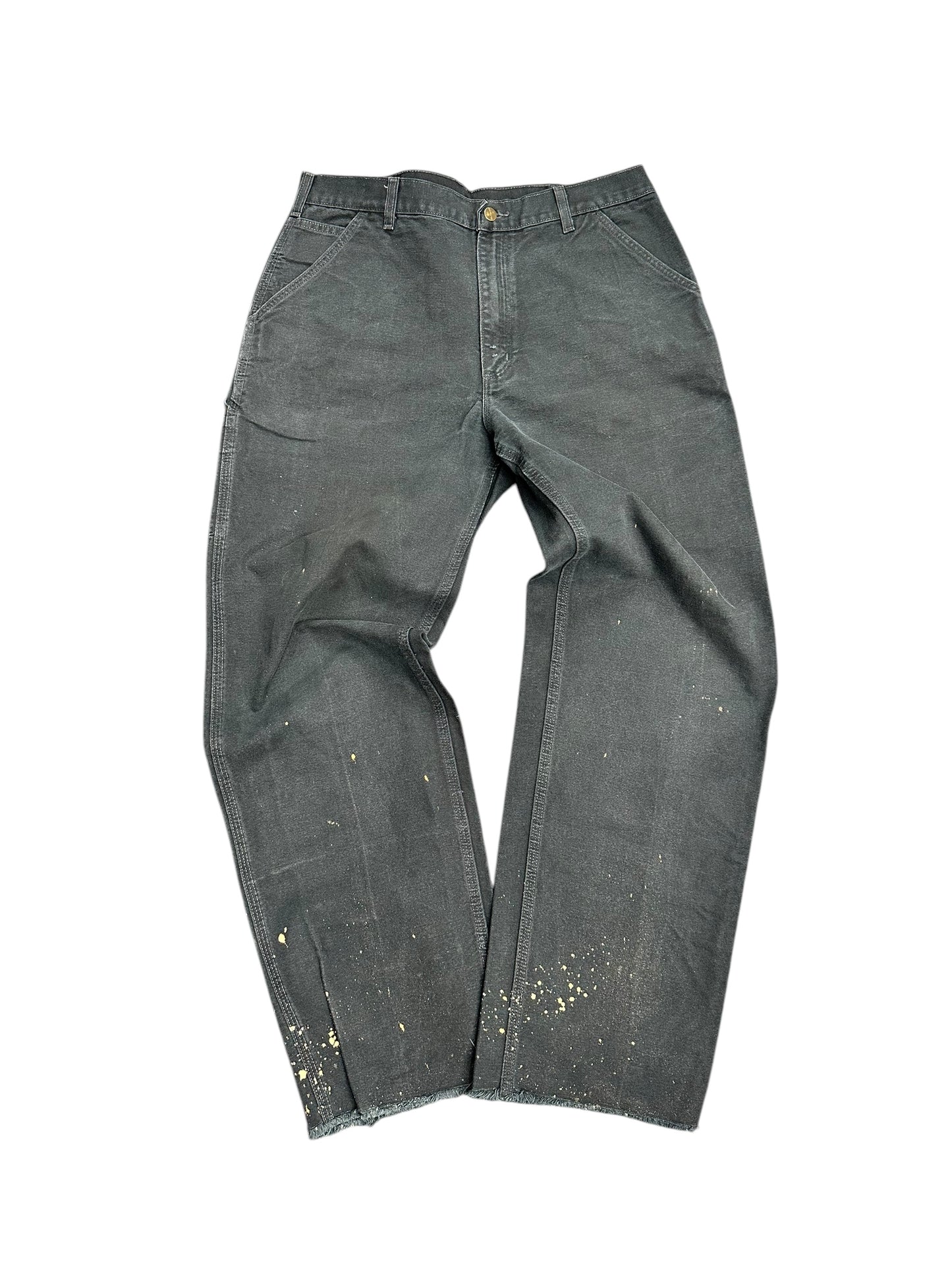 Carhartt Black Canvas Distress Bleach Baggy Pants Size 36 x 34