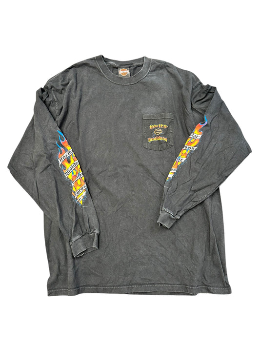 2010 Harley Davidson Florence South Carolina Graphic Print Pocket Long Sleeve Shirt Size 2XL