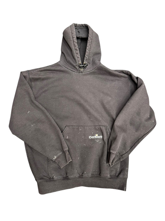 Carhartt Charcoal Distressed Embroidered Pullover Pull String Hoodie Sweatshirt Size XXL