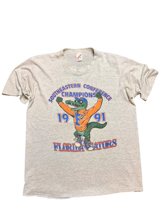 Vintage UF 90s Heather Grey Gators Tee Size L/XL