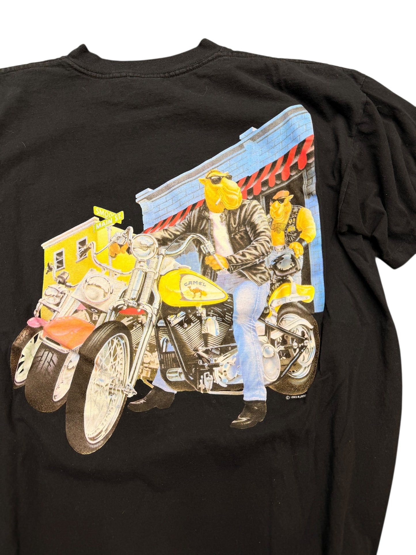 Vintage Camel Biker Joe Black Pocket Tee Size XL