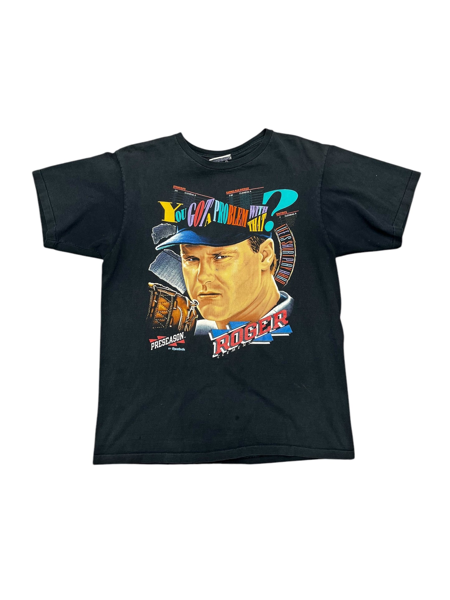 Vintage Reebok Roger Clemens You Got A Problem With That Big Face Tee Size L