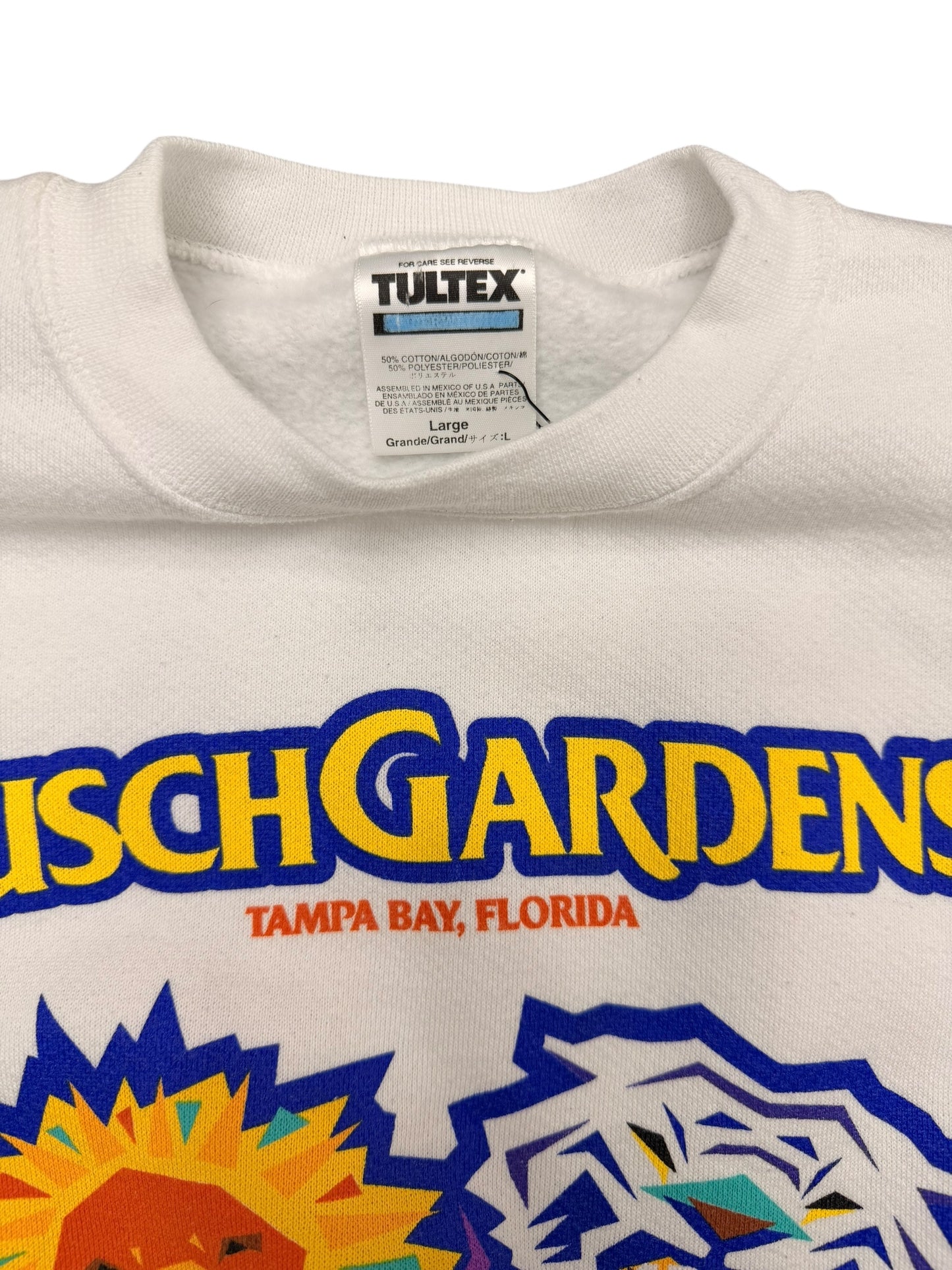 Vintage 90’s Busch Gardens Gwazi White Tultex Crewneck size Large