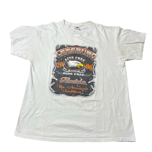 Y2K 2006 Leesburg Florida 'live free ride free' eagle graphic Tee Size XL