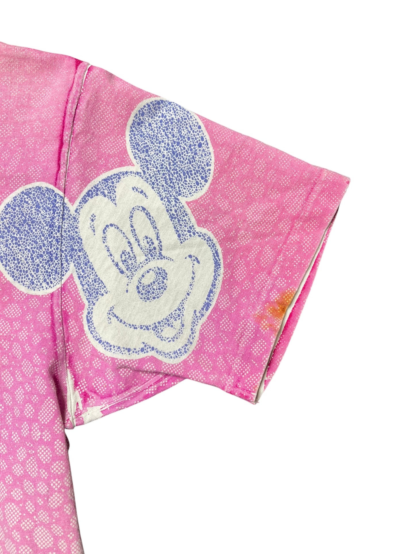 Vintage Disney Mickie Mouse DISTRESSED AOP Pink/Purple Graphic Print Tee Size OSFA
