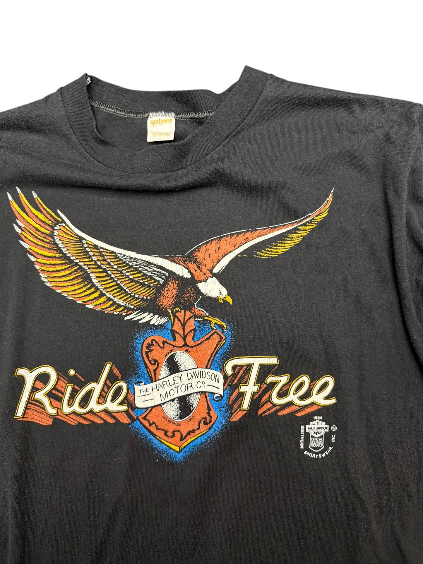 Vintage Rare Harley Davidson Ride Free 80s Tee Size XL (smaller fit)