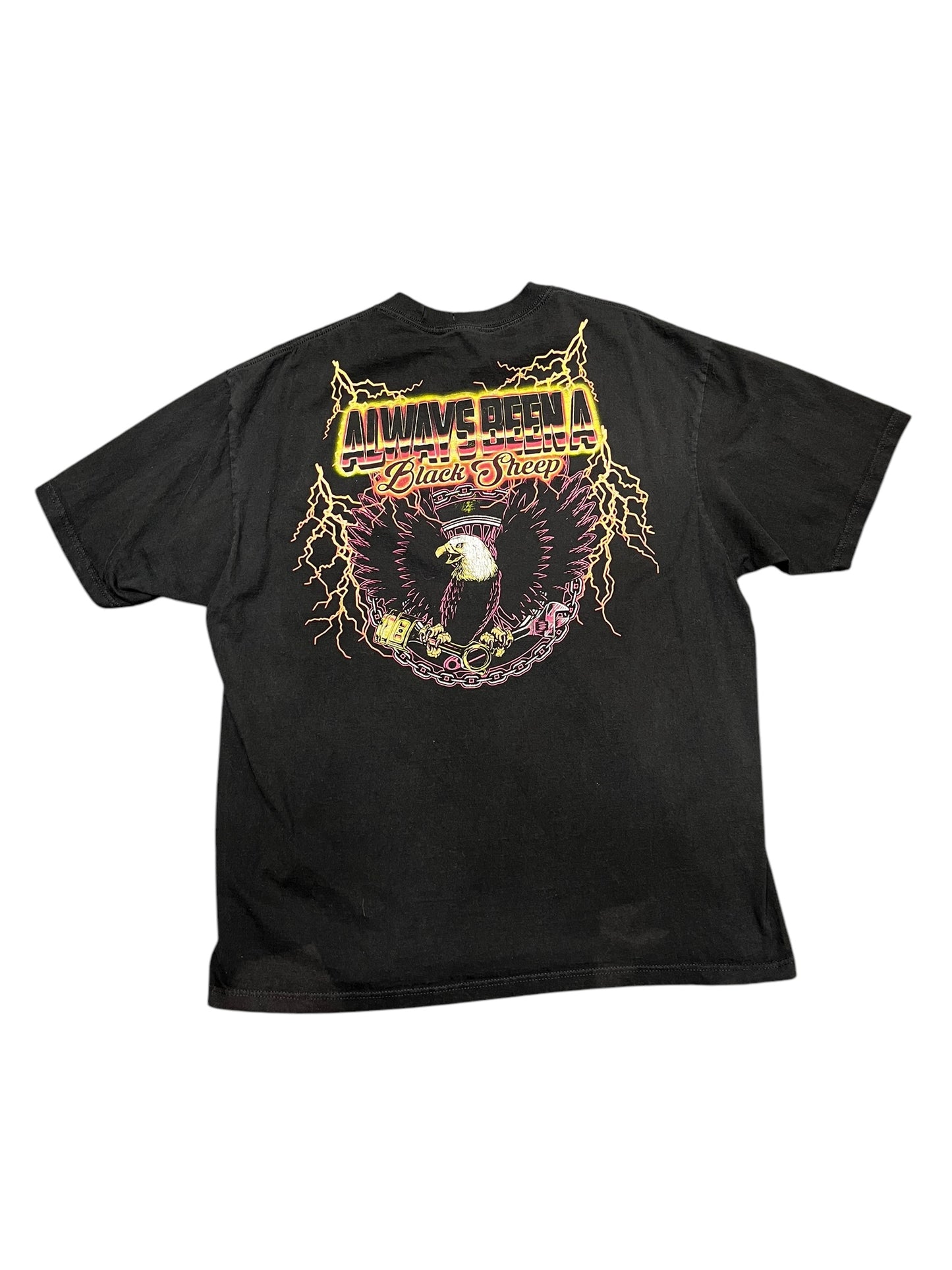 Black Sheep Motorcycle Lighting Graphic Print Tee Size XXL