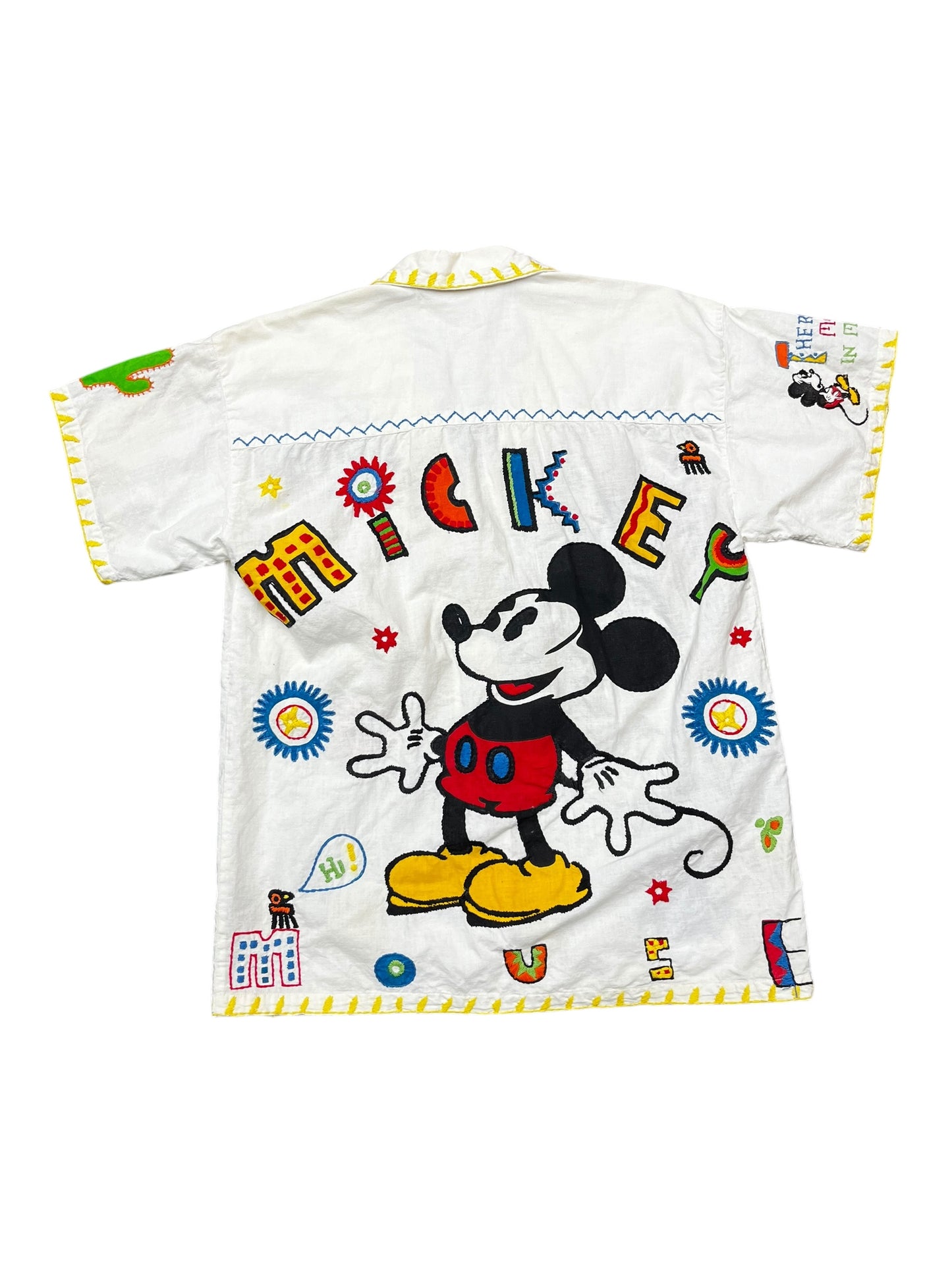 Vintage Mickey & Co. Embroidered Beach Pocketed Button Up Shirt Size S