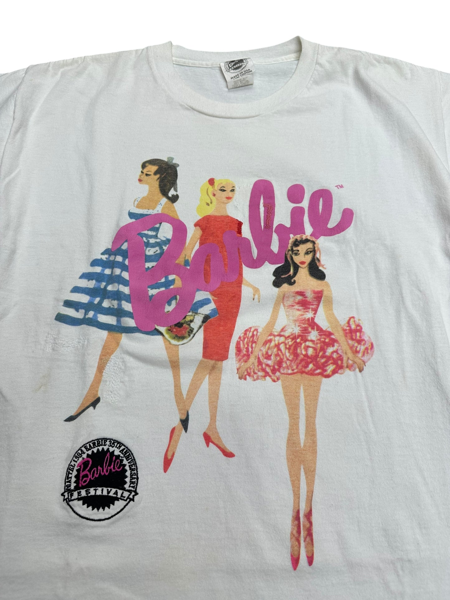 Vintage Barbie 90s Repaired Graphic Promo Tee Size L