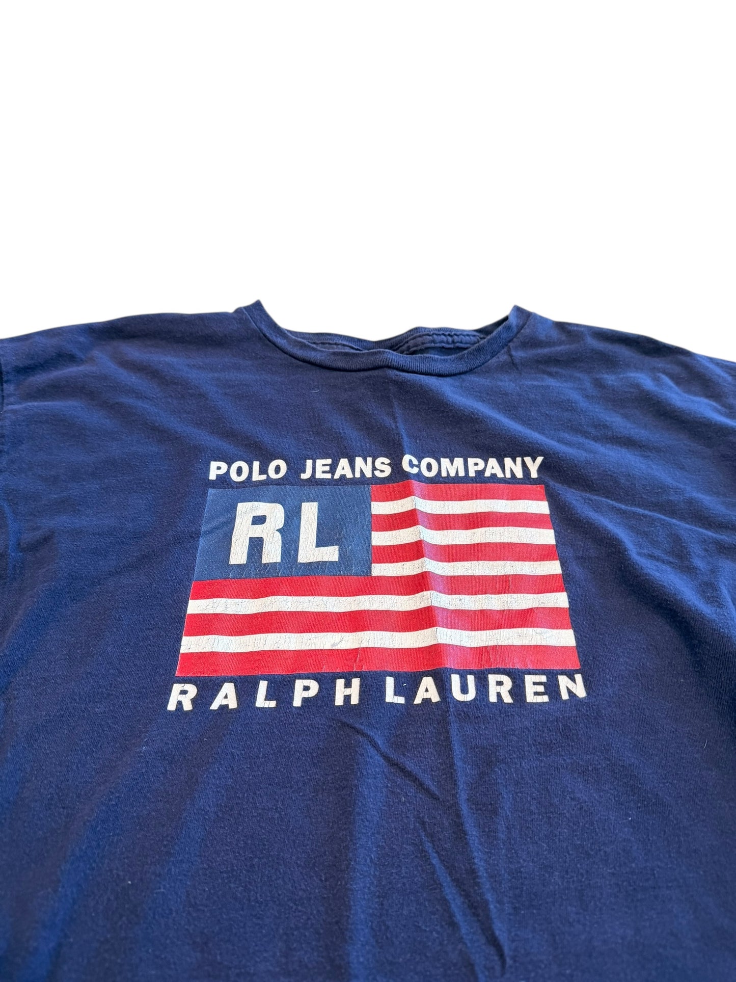 Vintage Polo Jeans Navy Tee Size Large