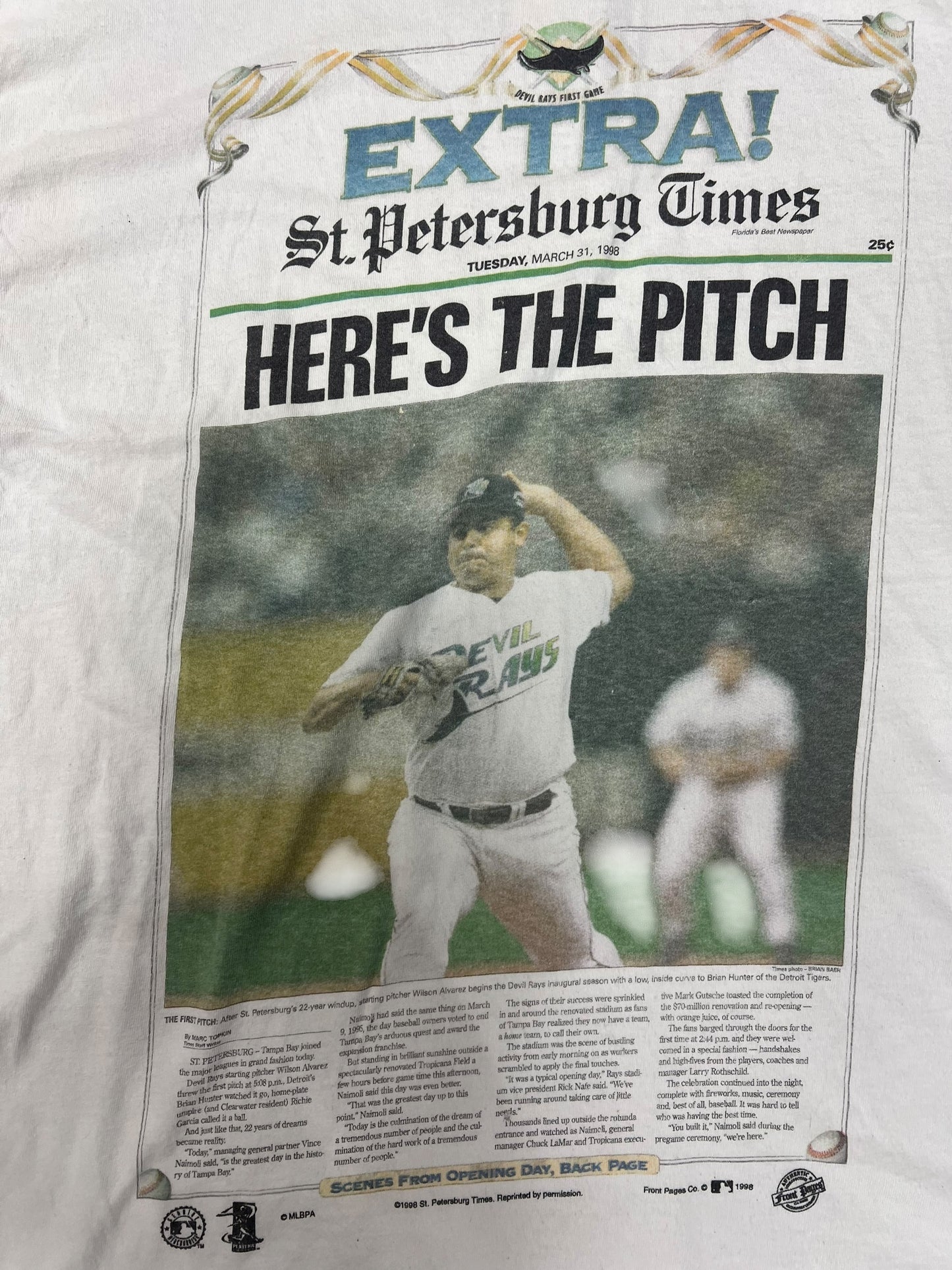 1998 Devil Rays St. Pete Times Tee Size XL