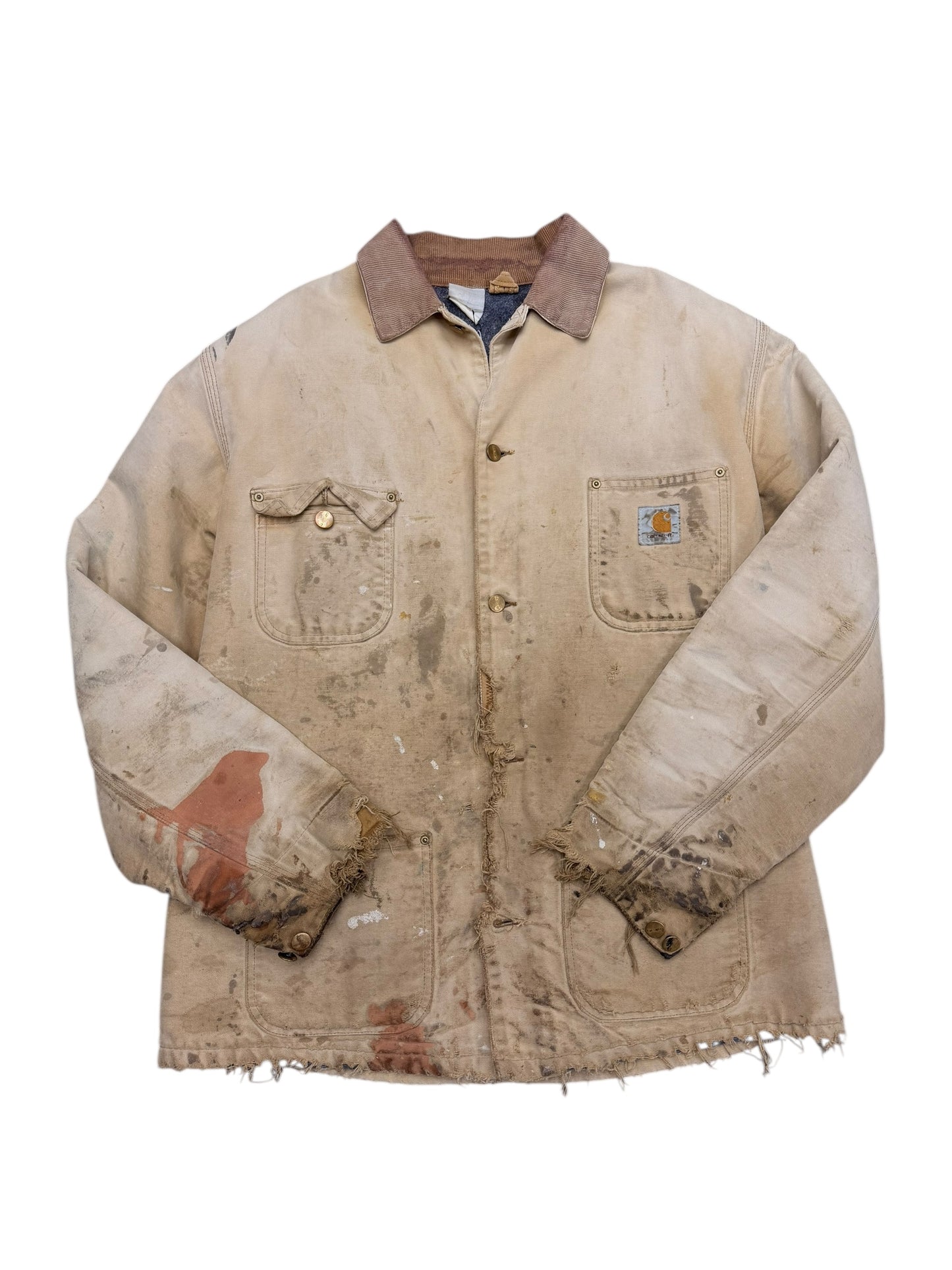 Carhartt Distressed Double Pocket Button Down Canvas Jacket Size L/XL