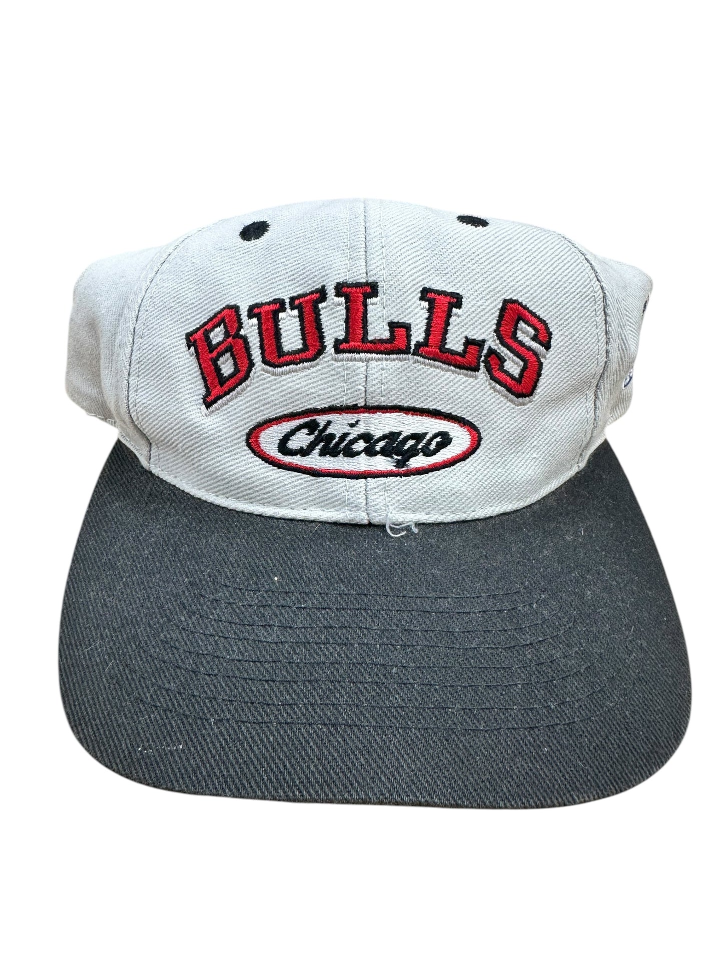 Vintage Chicago Bulls Embroidered Hat Grey Top Black Brim Hat