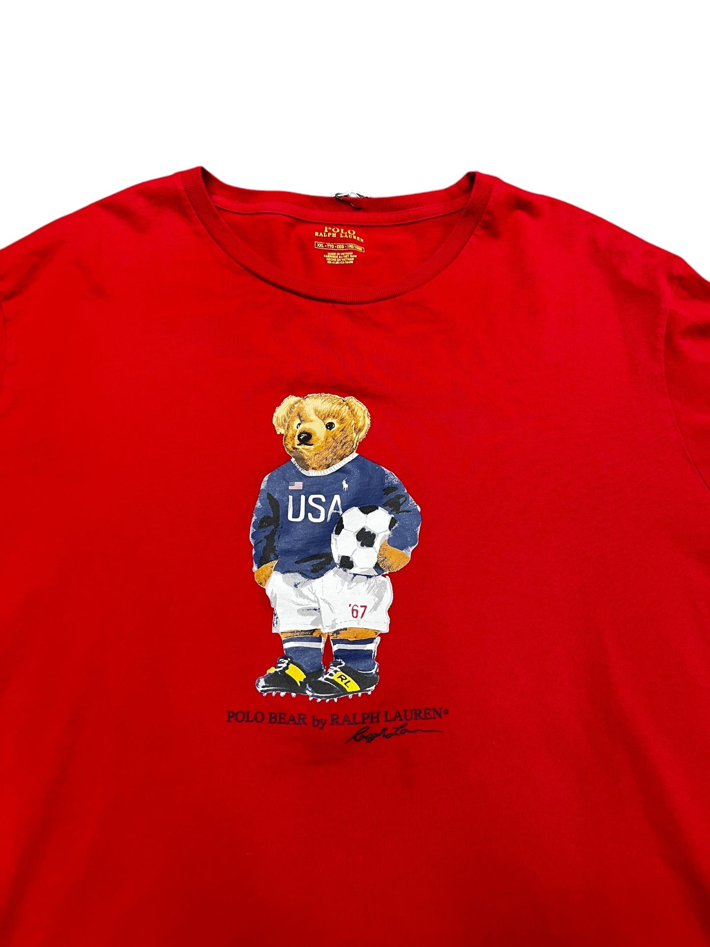 Polo Bear by Ralph Lauren Soccer Outfit Graphic Print Red Tee Size XXL