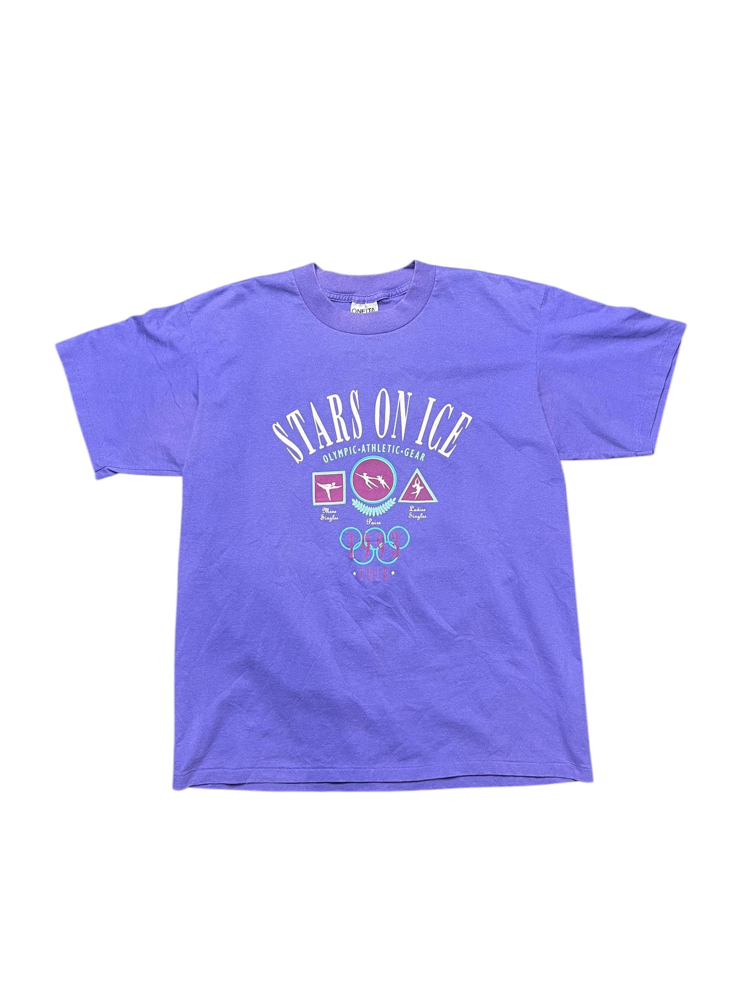 Vintage 1993 'Stars on Ice' Paris Tour Graphic Print Tee Size XL