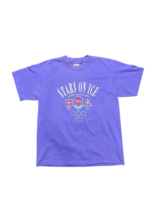 Vintage 1993 'Stars on Ice' Paris Tour Graphic Print Tee Size XL