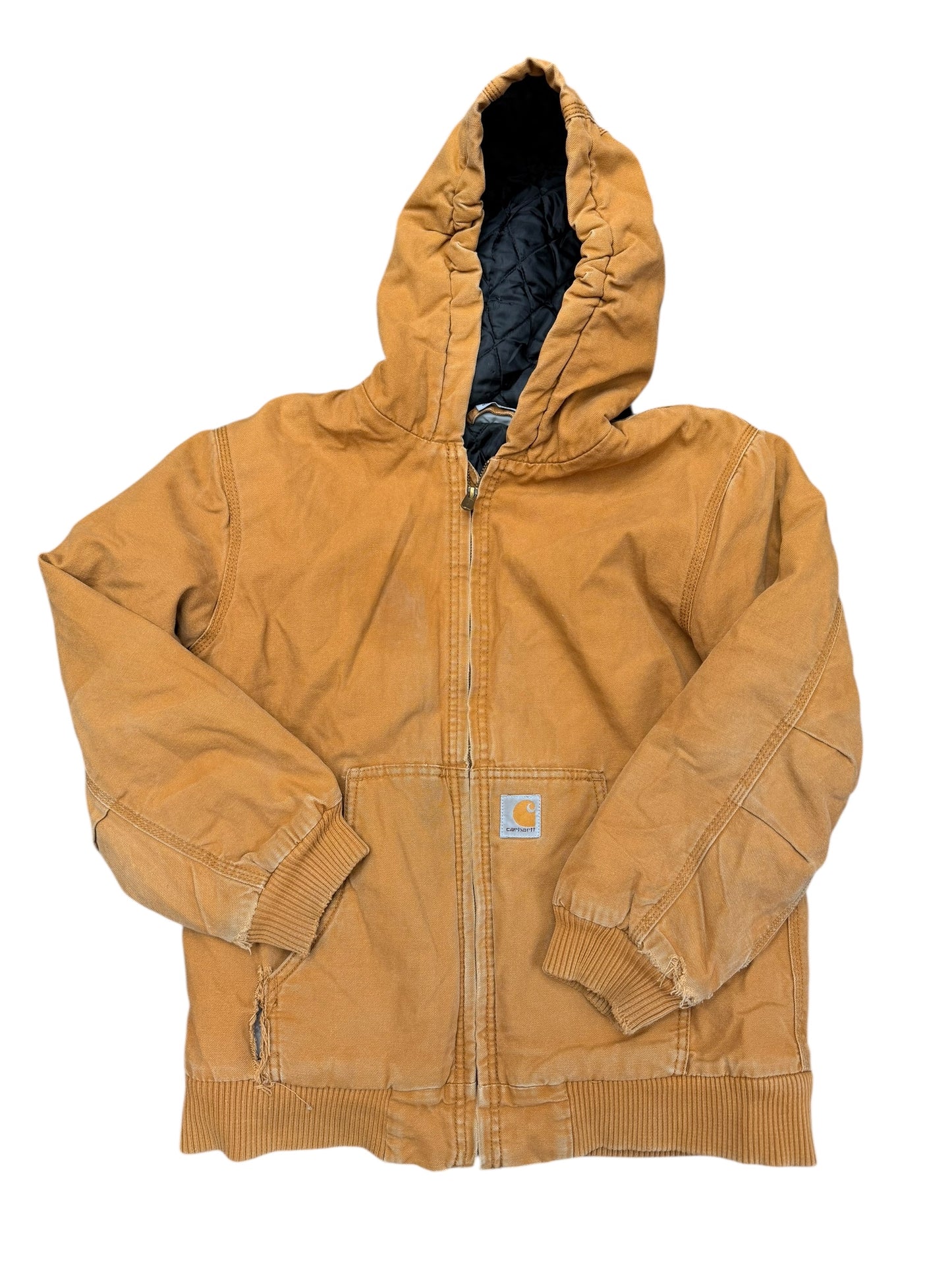 Carhartt Khaki Canvas Hooded Jacket Size Small