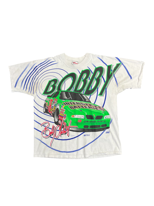Vintage 1997 Nascar Bobby Labonte 'Interstate Batteries' AOP Graphic Tee Size XL