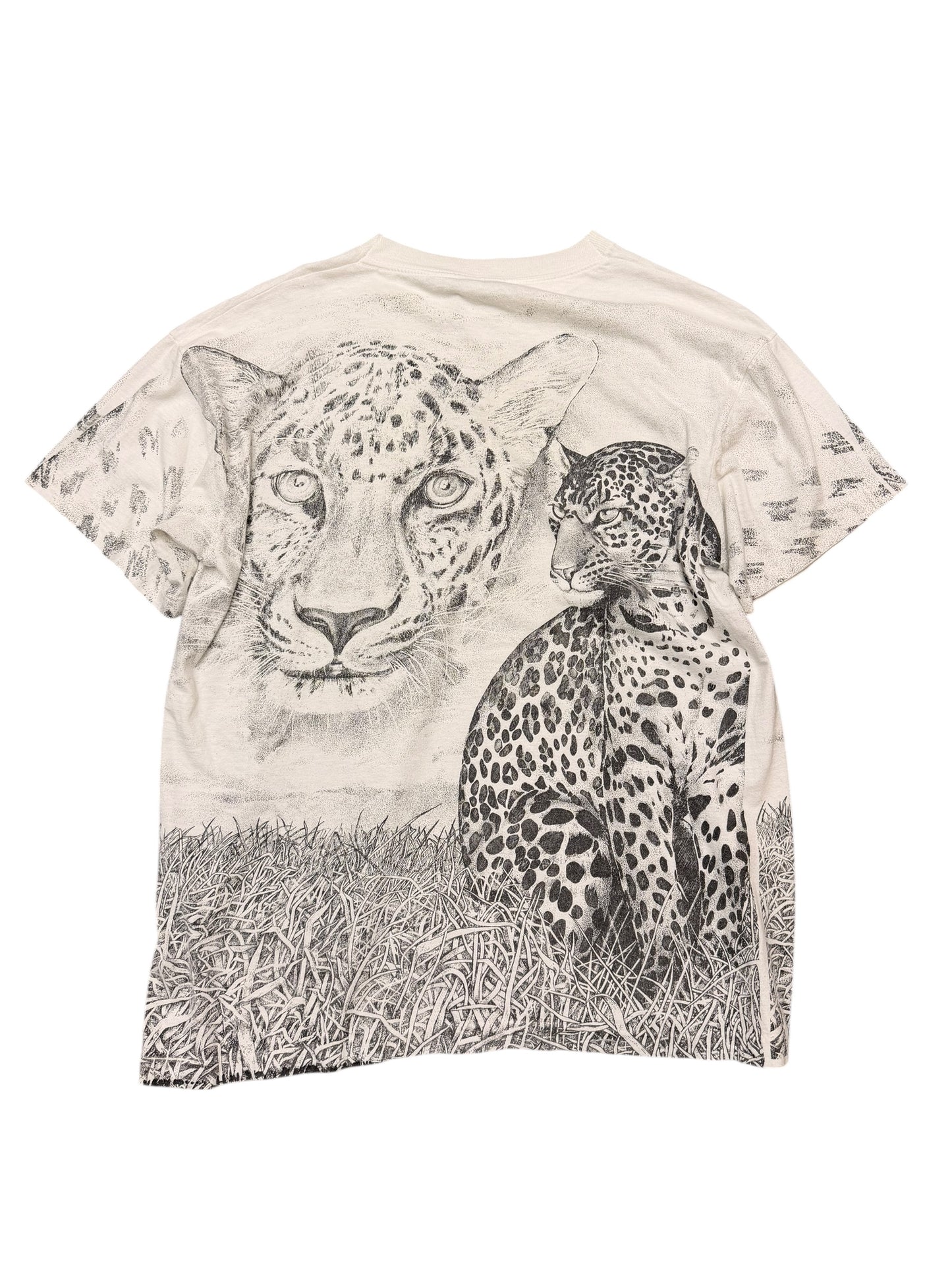 Vintage 90’s Leopard Black/White AOP Sketch Tee size XL