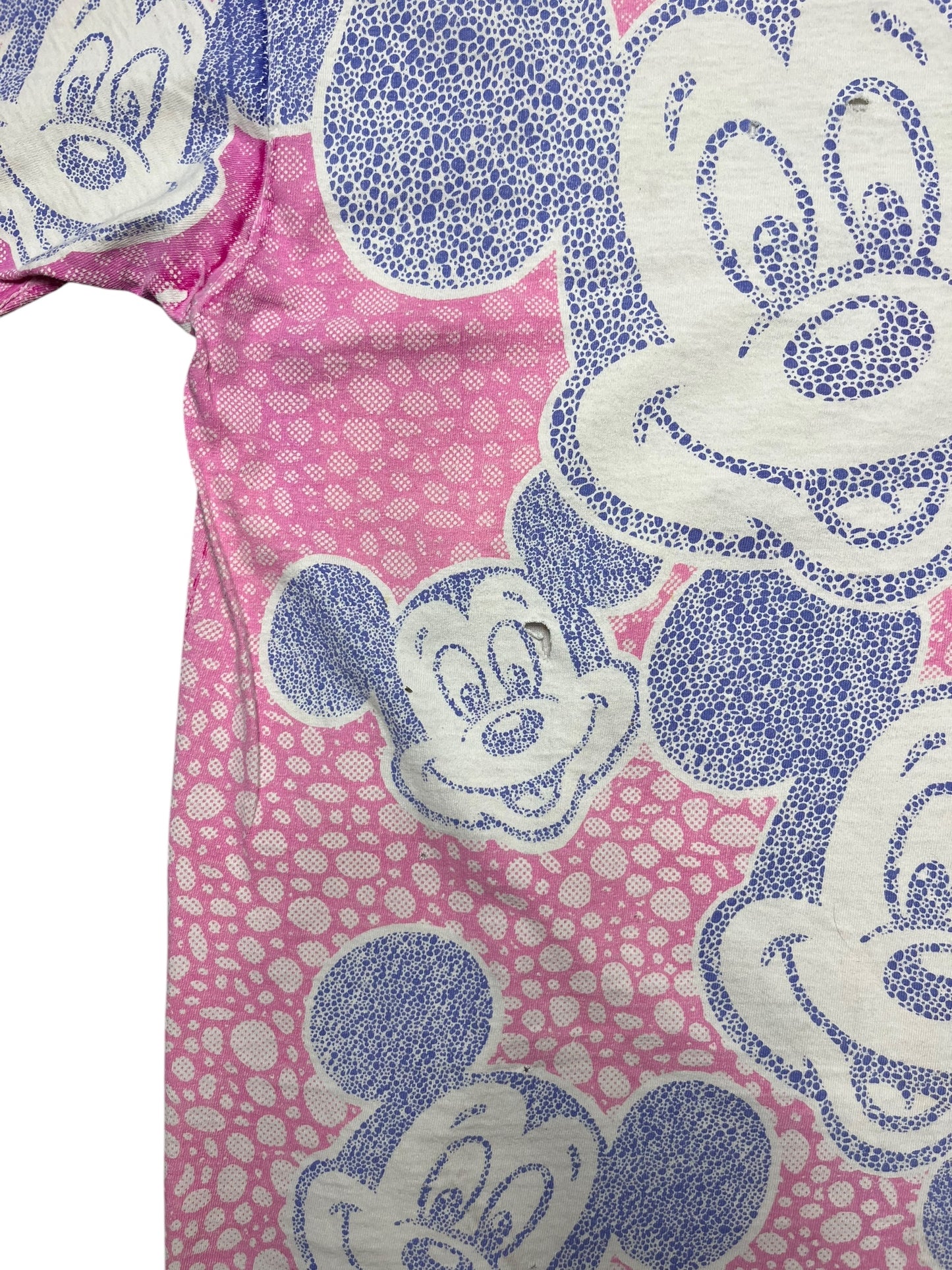 Vintage Disney Mickie Mouse DISTRESSED AOP Pink/Purple Graphic Print Tee Size OSFA