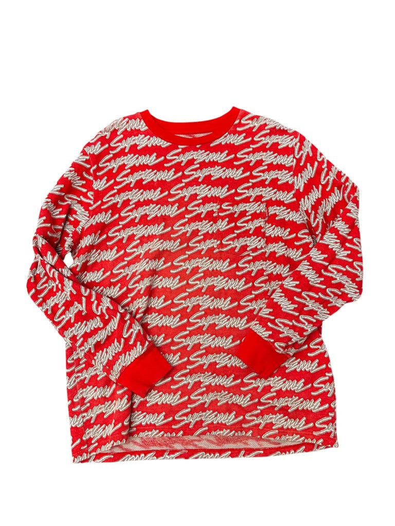 Supreme SS19 Signature Script Logo Long Sleeve pocket tee Size L