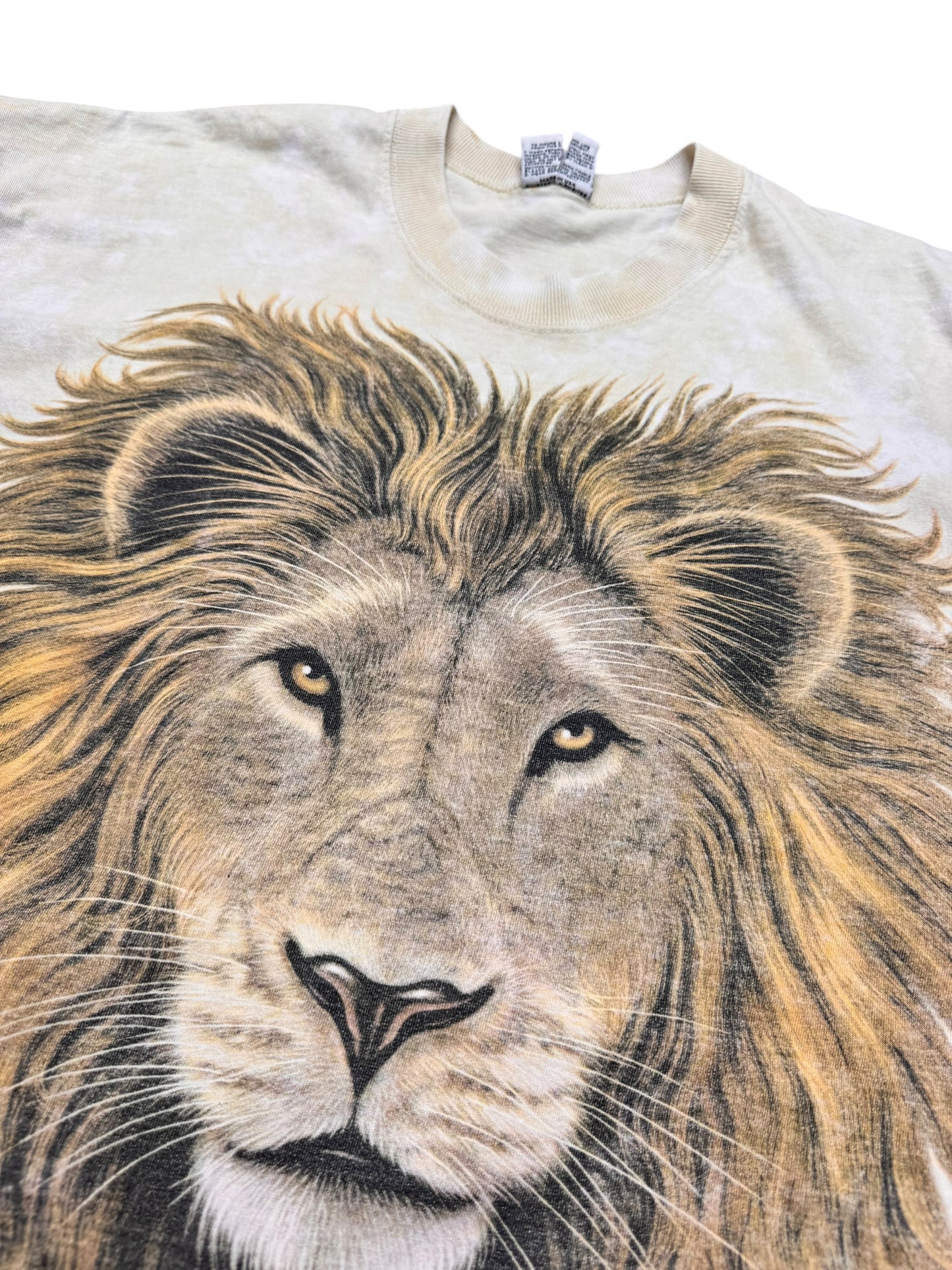 Vintage Liquid Blue Lion and Africa Nature Oversized Graphic Print Tee Size XXL