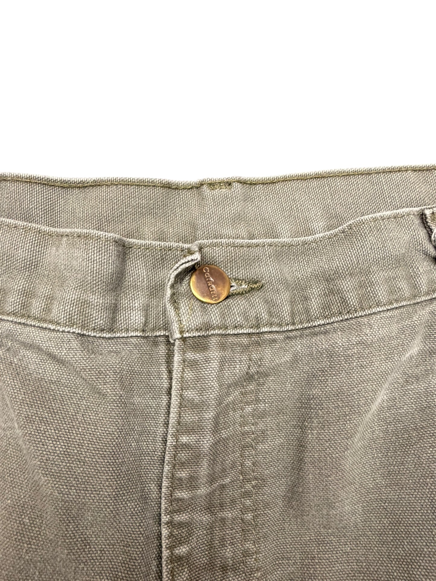 Carhartt Green Canvas Work Wear Pants Size 38x34