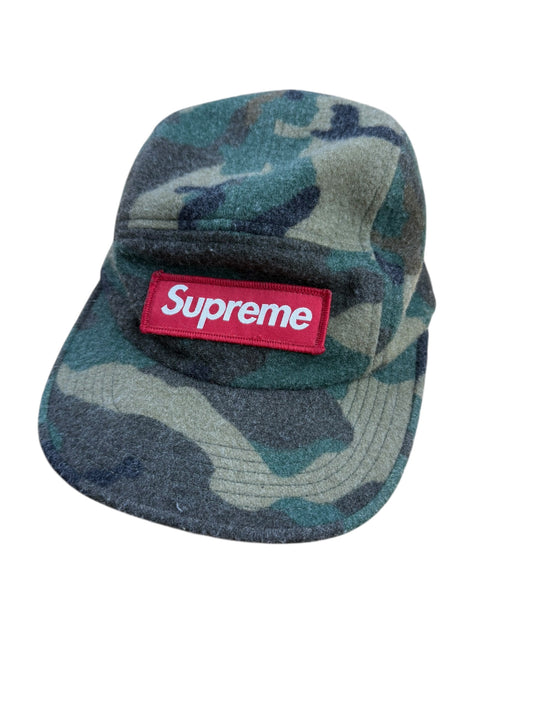 Supreme Green Army Camo Wool Camp Cap 5 Panel Hat