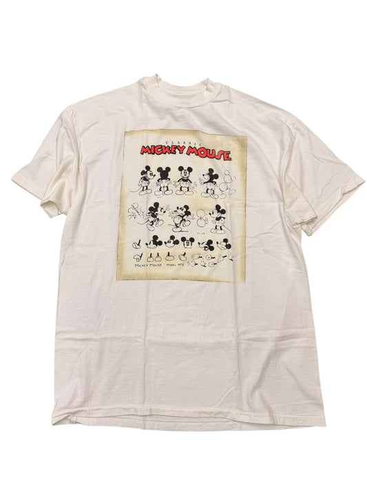 Vintage 90’s Disney Mickey Mouse First Sketch White Graphic Tee size XXL