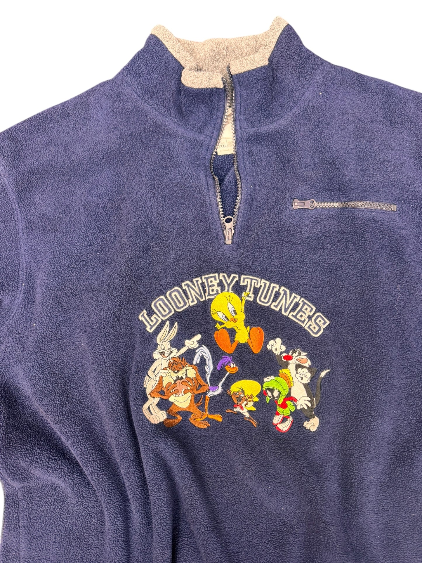 VINTAGE LOONY TUNES QUARTE ZIP FLEECE SZ XXL