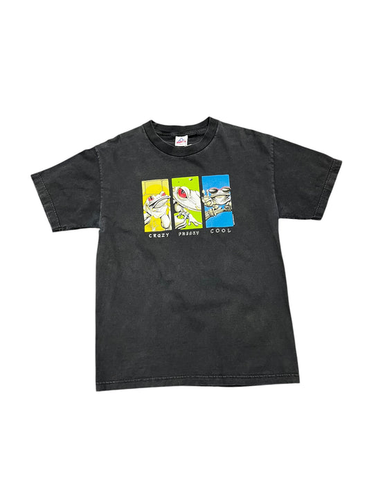 Vintage 'Crazy/Freaky/Cool' Frog Y2K Graphic Print Tee Size L