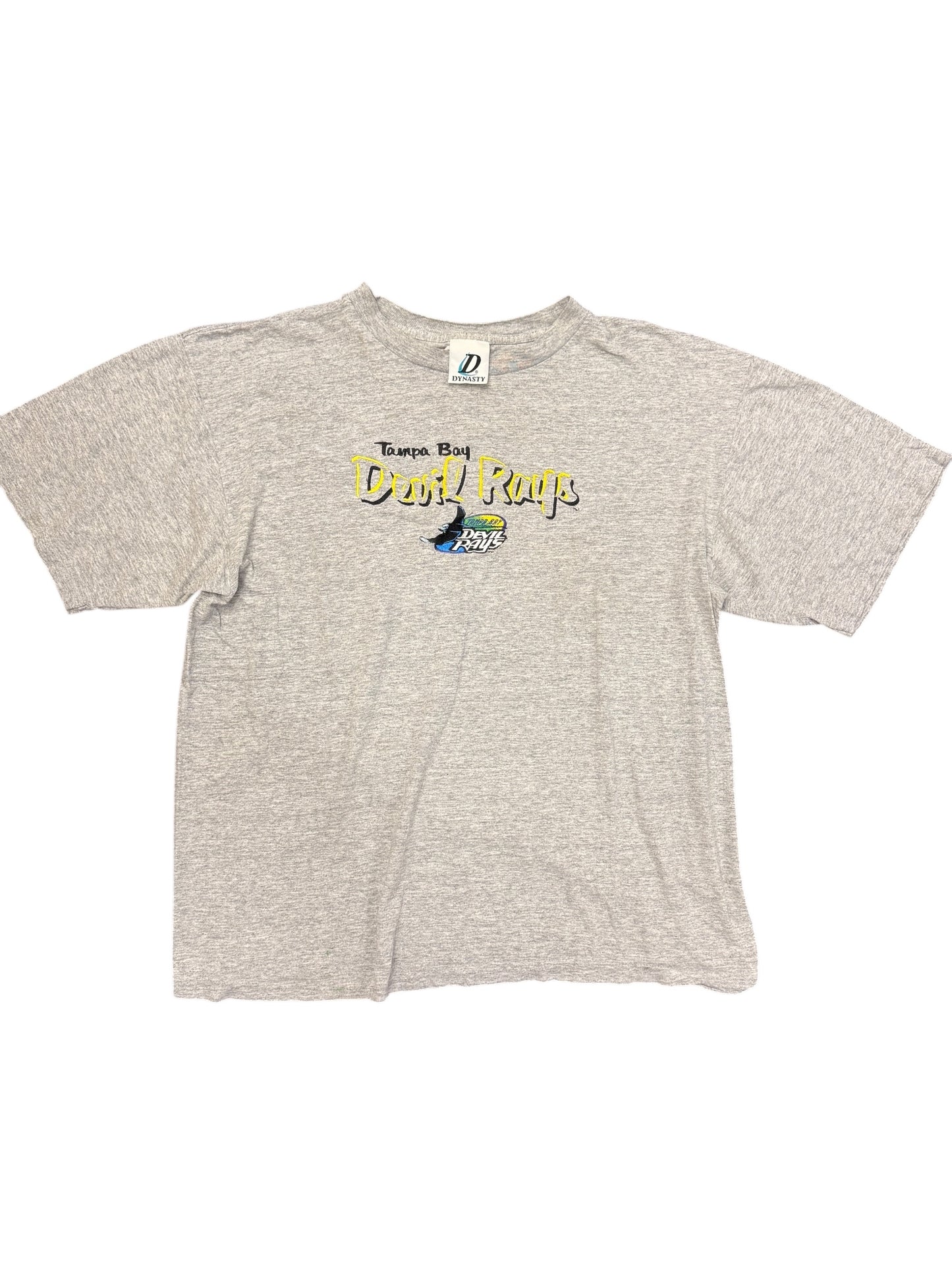 Vintage Tampa Bay Devil Rays Wave Script Grey Tee Size L/XL