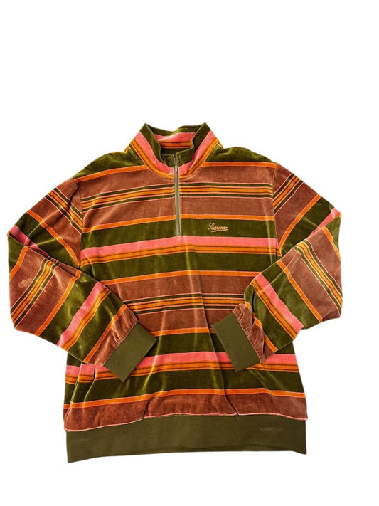Supreme Stripe Velour Pullover Multicolor Half Zip Size XL