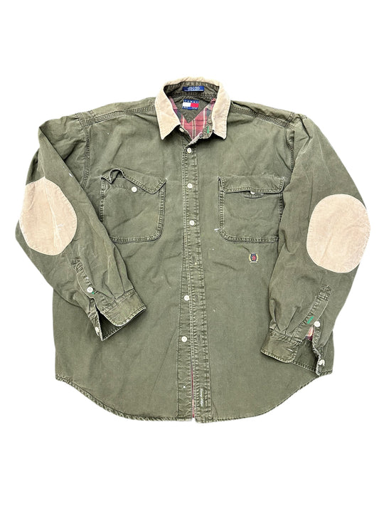 Vintage Tommy Hilfiger Army Green Distressed Corduroy Jacket Size M/L