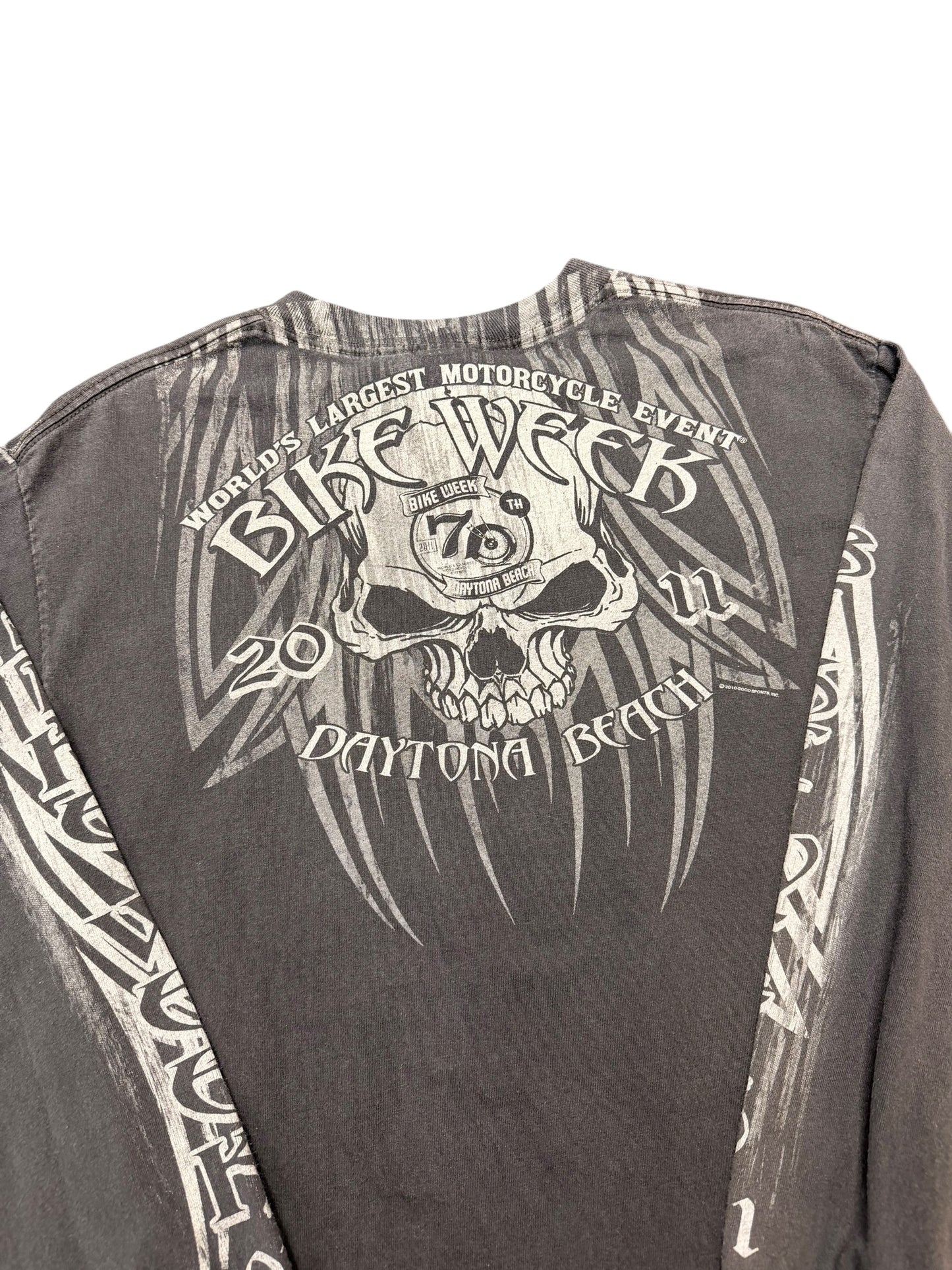 Y2K Daytona Bike Week Skull Long Sleeve Tee Size Large
