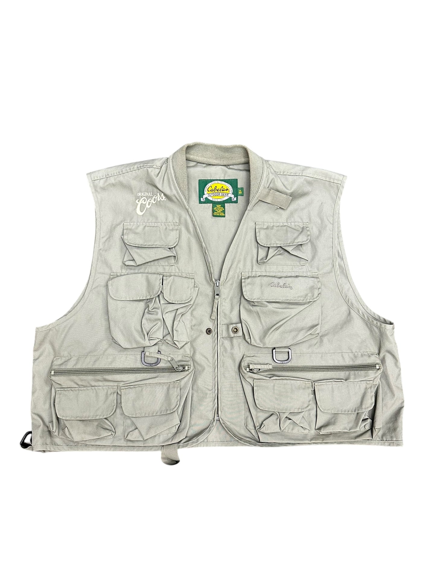 Y2K Cabela's 'Coors' Beer Embroidered Utility Outdoors Vest Size XL