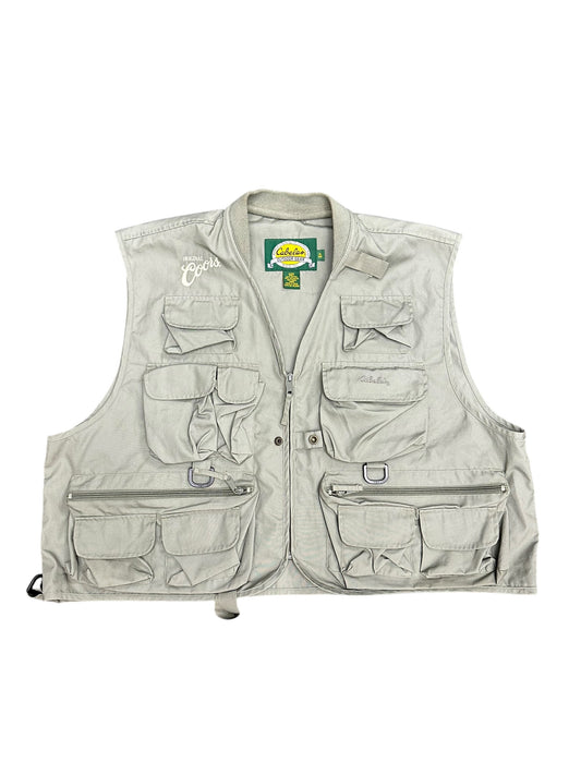 Y2K Cabela's 'Coors' Beer Embroidered Utility Outdoors Vest Size XL