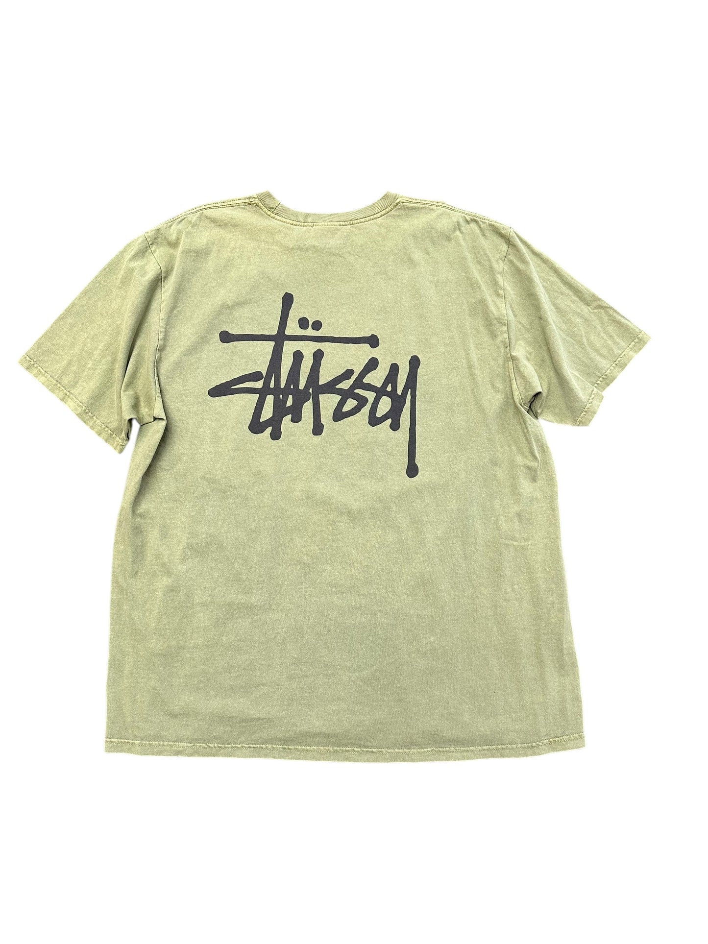 Stussy Olive Green Script Tee Size L