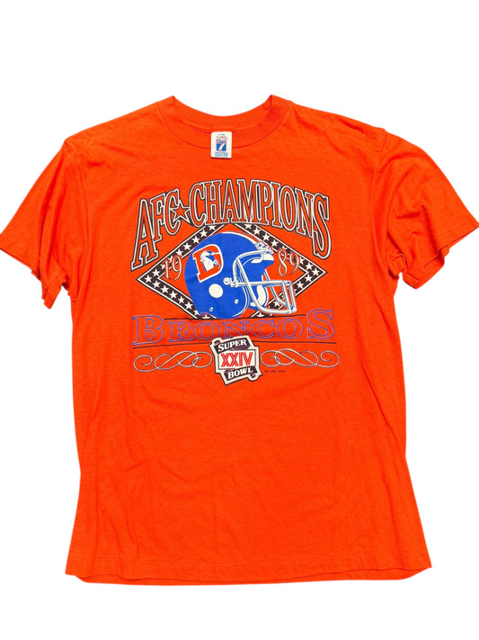 Vintage 80s AFC Champions Orange Denver Broncos Tee Size XL (Fits Large)